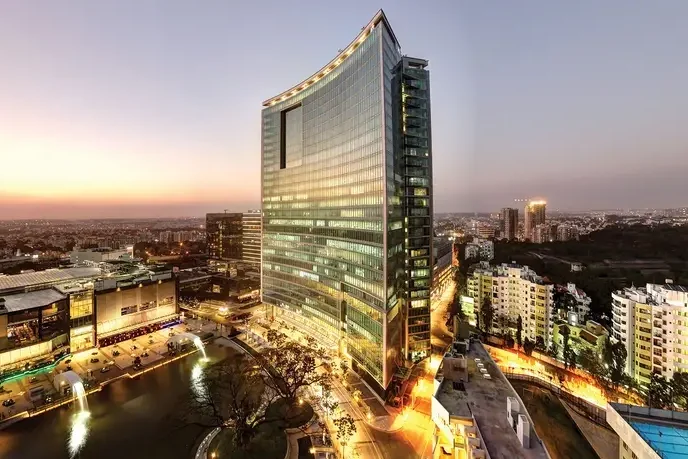 World Trade Center Bengaluru, Orion Mall and homes at the Brigade Gateway campus at dusk
